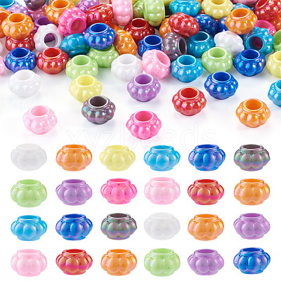 100Pcs Pearlized UV Plating Opaque Acrylic European Beads SACR-TA0001-77B-1