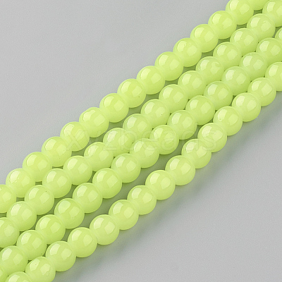 Baking Paint Imitation Jade Glass Round Bead Strands DGLA-Q021-6mm-08-1
