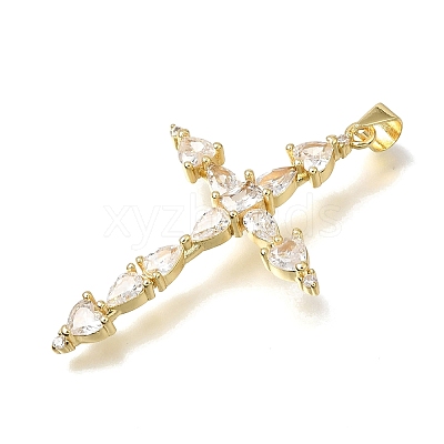 Brass Micro Pave Clear Cubic Zirconia Pendants CU-CBA9883-05F-G-1