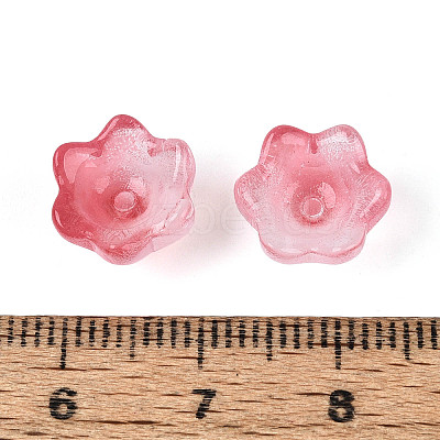 Transparent Two Tone Spray Painted Glass Bead Caps A-GLAA-Q089-002B-006-1