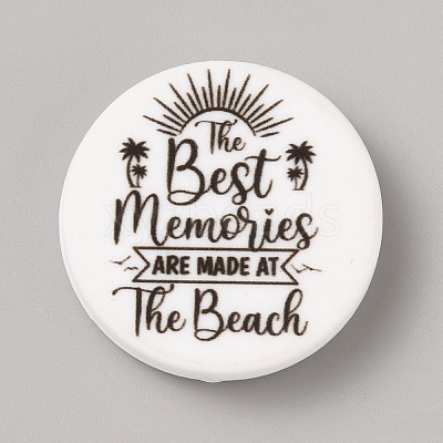 Flat Round with Word Food Grade Eco-Friendly Printed Silicone Focal Beads LS-SIL-SZC0008-07A-1