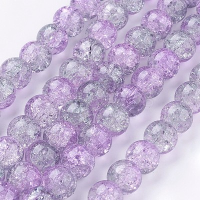 1Strand Two Tone Transparent Crackle Glass Round Beads Strands X-CCG-Q002-10mm-02-1
