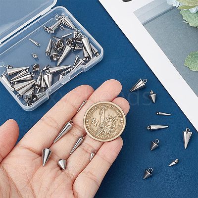 60Pcs 6 Style 304 Stainless Steel Pendants STAS-UN0042-49-1