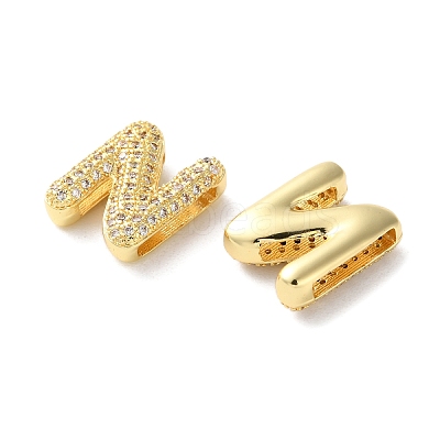 Rack Plating Brass Micro Pave Cubic Zirconia Slide Charms KK-C084-34G-N-1