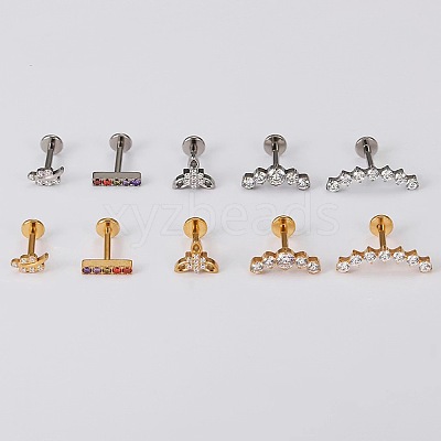 G23 Titanium Micro Pave Clear Cubic Zirconia Internally Threaded Labrets WG2497D-06-1