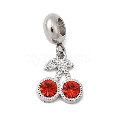 304 Stainless Steel Hyacinth Rhinestone Fruit European Dangle Charms STAS-D153-24P-1