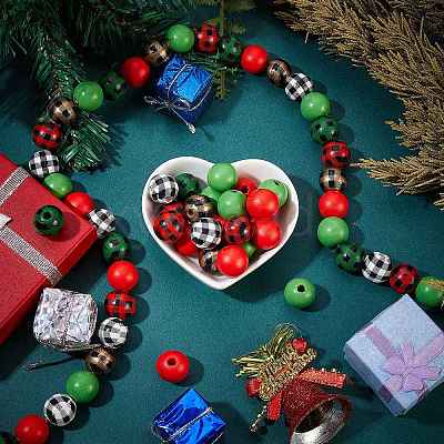 Painted Natural Wood Beads WOOD-SZ0001-08-1
