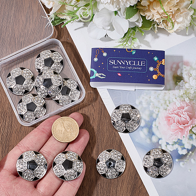10Pcs Sports Balls Alloy Rhinestone Cabochons FIND-SC0023-42-1