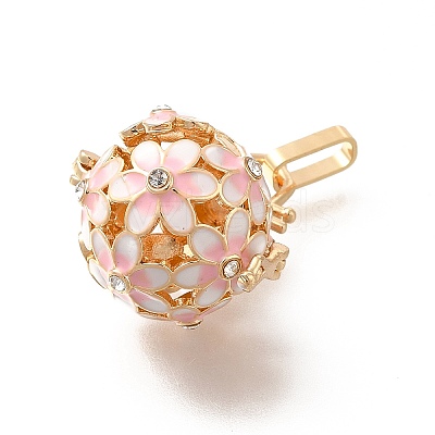 Alloy Crystal Rhinestone Bead Cage Pendants ENAM-M047-02G-B-1