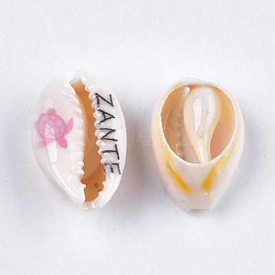 Printed Cowrie Shell Beads SHEL-S276-12D-1