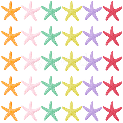 30Pcs 6 Colors Opaque Resin Cabochons AJEW-GF0013-81-1