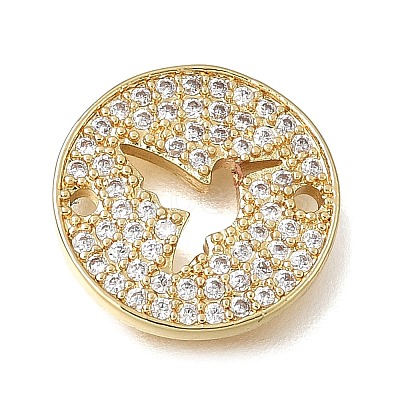 Brass Micro Pave Clear Cubic Zirconia Connector Charms CU-CBAA556-04B-1