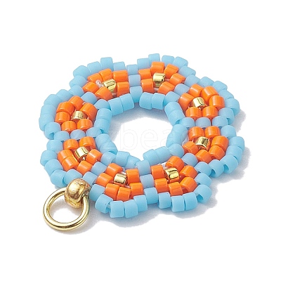 Seed Beads Beaded Charms PALLOY-MZ00205-03-1