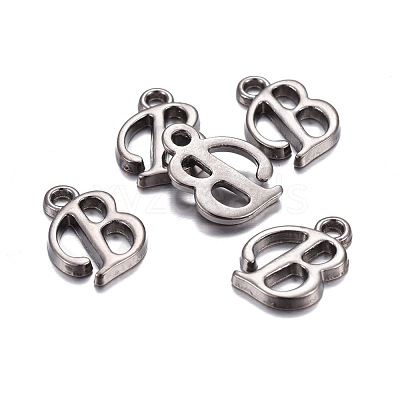 Gunmetal Plated Alloy Letter Pendants PALLOY-P097-03-B-1