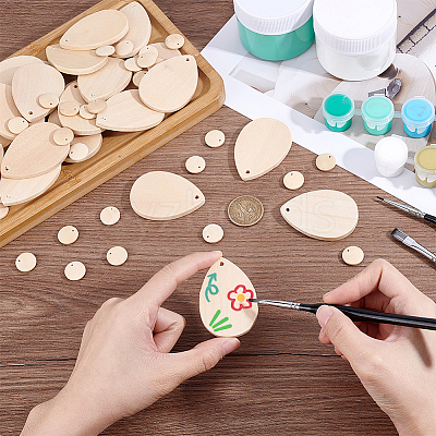 60Pcs 2 Styles Wood Pendants FIND-GA0008-39-1