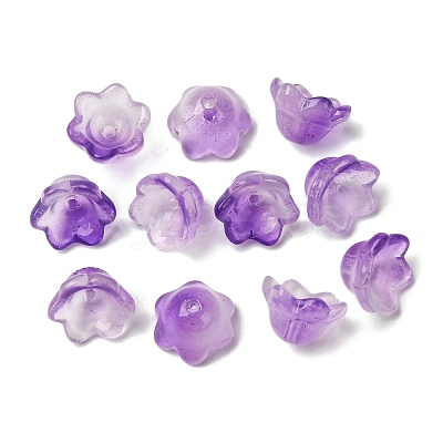 10Pcs Gradient Color Transparent Glass Bead Caps PW-WG464DA-08-1