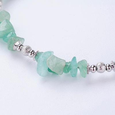 Trendy Natural Green Aventurine Beaded Anklets AJEW-AN00113-05-1