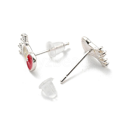 Christmas Theme Brass Stud Earrings EJEW-D062-01I-S-1