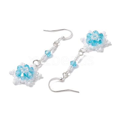 Glass Seed Beaded Dangle Earrings EJEW-MZ00171-01-1