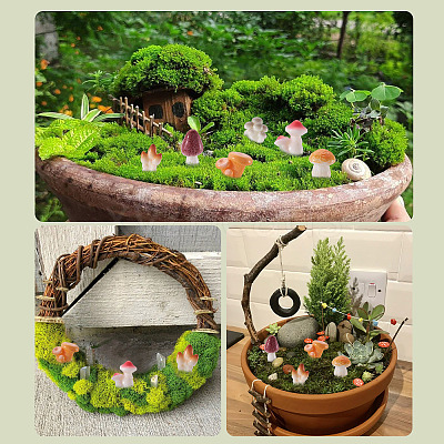 30Pcs 6 Colors Mushroom Themes Resin Display Decorations DJEW-TA0001-27-1