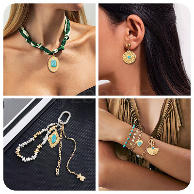10Pcs 5 Styles Bohemian Style 304 Stainless Steel with Synthetic Turquoise Pendants STAS-TA0006-21-1