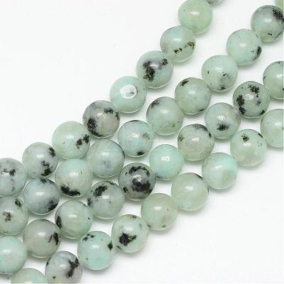 Natural Sesame Jasper/Kiwi Jasper Bead Strands G-R345-8mm-28-1