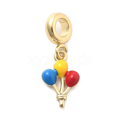Rack Plating Brass Enamel European Dangle Charms KK-Q017-18G-1