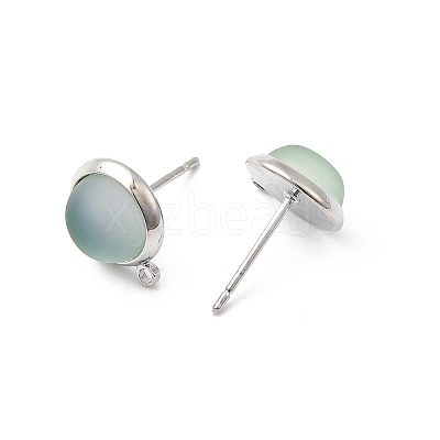Brass Glass Stud Earrings KK-F916-05P-1
