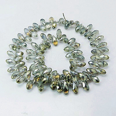 Electroplate Glass Faceted Teardrop Beads Strands EGLA-D014-31-1