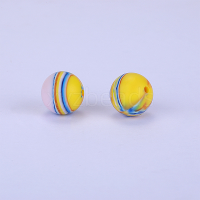 Printed Round Silicone Focal Beads SI-JX0056A-214-1