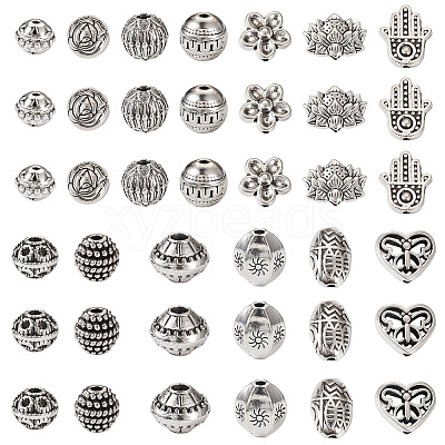 120Pcs 12 Styles Tibetan Style Alloy Beads FIND-TA0002-75-1