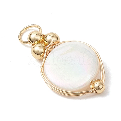 Natural White Shell Pendants PALLOY-JF04839-1