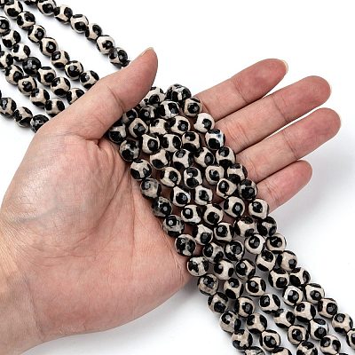 Tibetan Style Turtle Back Pattern dZi Beads G-H1453-1-1
