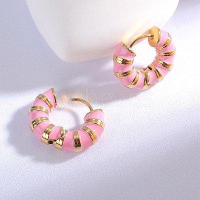 Enamel Striped Thick Hoop Earrings JE1110H-1