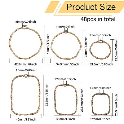 48Pcs 6 Styles Alloy Open Back Bezel Pendants FIND-CA0008-85-1
