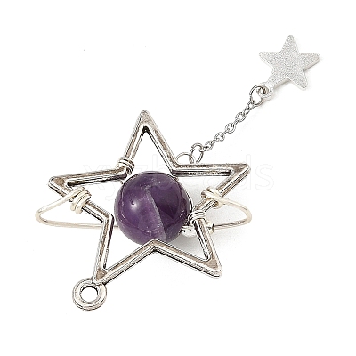 Natural Amethyst Pendants PALLOY-TA00444-03-1