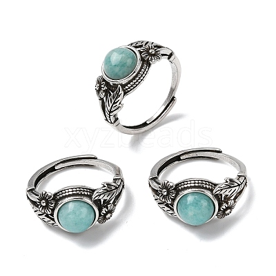 Natural Amazonite Finger Rings RJEW-A084-05AS-08-1