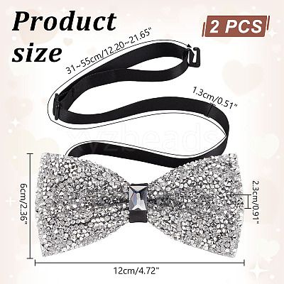 Adjustable Resin Rhinestone Polyester Bow Ties for Men AJEW-WH0472-01C-1