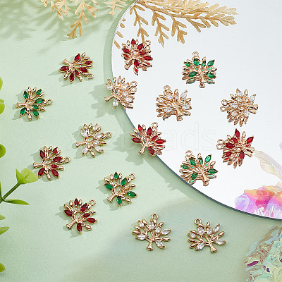 18Pcs 3 Colors Brass Micro Pave Cubic Zirconia Pendants KK-DC0001-25-1
