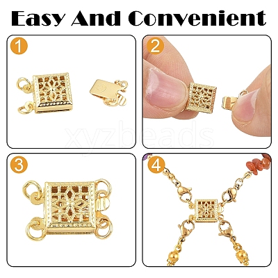 4Pcs 4Styles Brass Hollow Box Clasps KK-YW0004-49-1