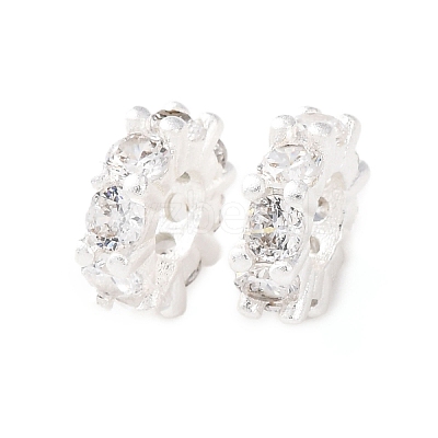 Brass Micro Pave Cubic Zirconia European Beads KK-C157-09A-S-1