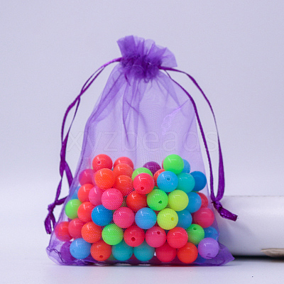Rectangle Organza Drawstring Bags CON-PW0001-054D-19-1
