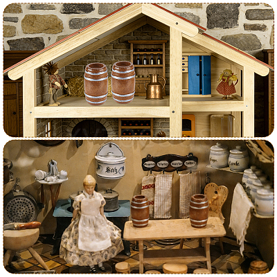 Wood Barrels Miniature Ornaments DJEW-WH0043-110A-01-1