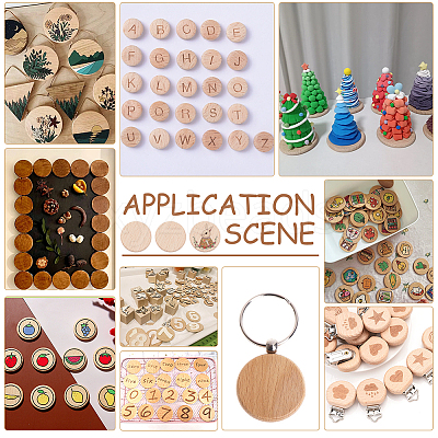 200Pcs Beech Wooden Round Pieces WOOD-NB0002-94A-1