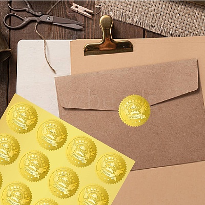 34 Sheets Self Adhesive Gold Foil Embossed Stickers DIY-WH0509-083-1
