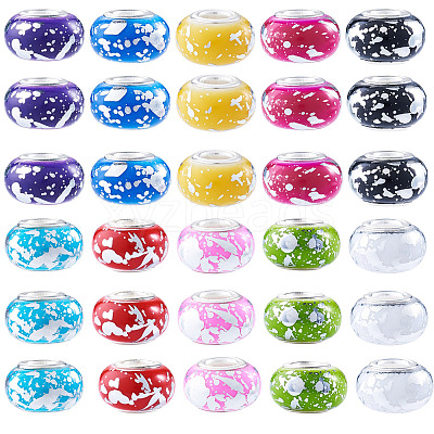 50Pcs 10 Colors Opaque Resin Rondelle European Beads RESI-TA0005-47-1