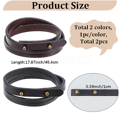 2Pcs 2 Colors Cowhide Wrap Bracelets for Men Women BJEW-GF0001-40-1
