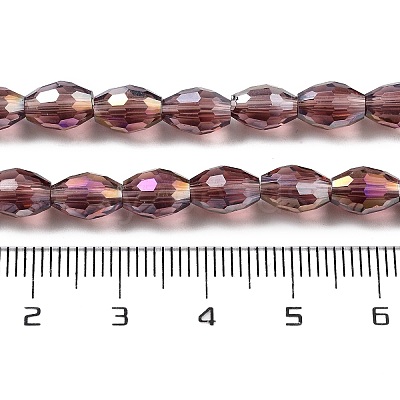 Transparent Electroplate Glass Beads Strands EGLA-A037-T6x8mm-B13-1