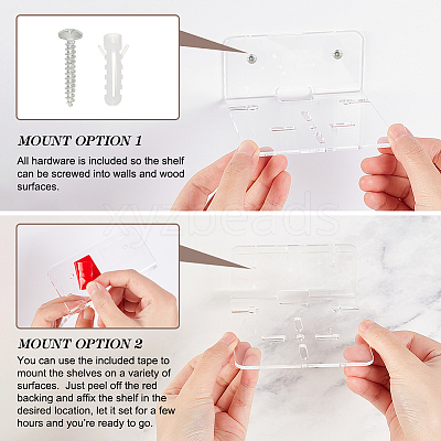 Acrylic Wall-Mounted Adhesive Camera Display Shelf with Iron Screw ODIS-WH0002-86B-1