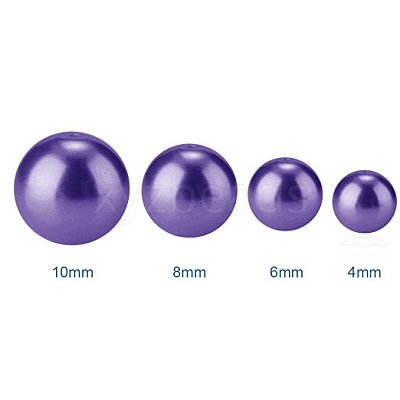 Eco-Friendly Dyed Glass Pearl Round Pearlized Bead HY-PH0003-RB099-B-1